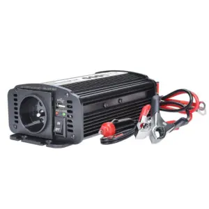 Invertor Solight IN06 - 12V - USB 500mA - kovový - černý - max. zatížení: 300W