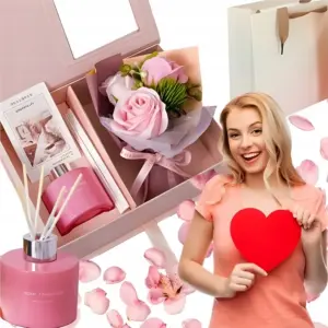 Mýdlové růže v buketu s aroma difuzérem AMORE MIO - dárkový flowerbox