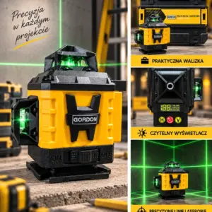 Laserový nivelační přístroj - křížový laser - GORDON G1390 - 16 čárek - 360° + stativ