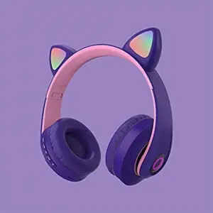 Bezdrátová LED sluchátka Cat Ears - Fialová